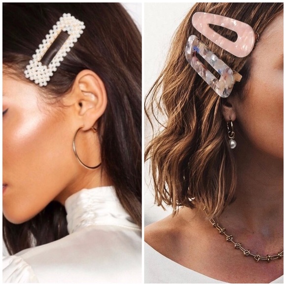 🔥HP🔥 NEW Large Barrettes / Clips Pearl & Acrylic - Picture 1 of 8